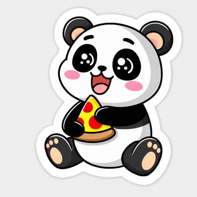 Cute Panda Bear Eating Pizza Sticker by logiamerch