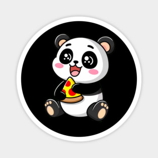 Cute Panda Bear Eating Pizza Magnet