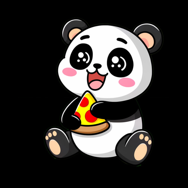 Cute Panda Bear Eating Pizza by logiamerch
