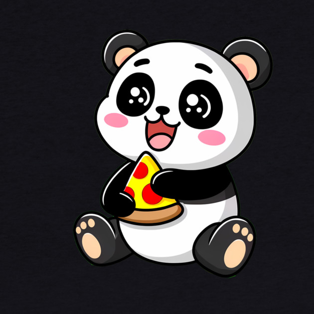 Cute Panda Bear Eating Pizza by logiamerch