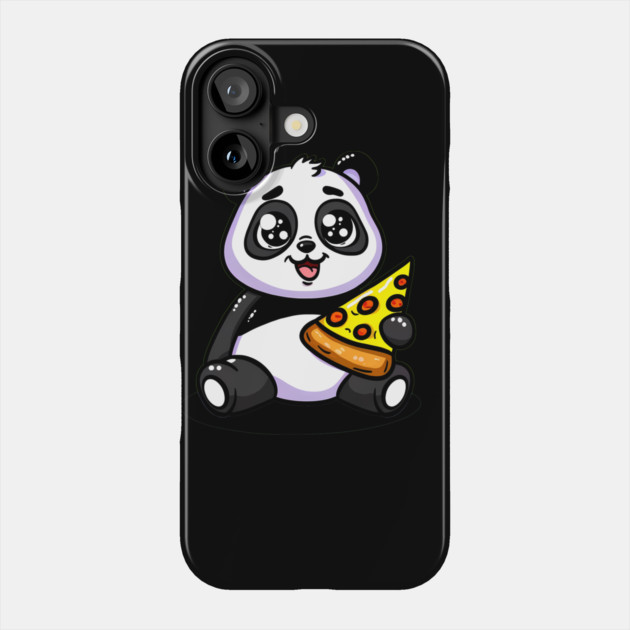 Cute Panda Bear Eating Pizza Phone Case by logiamerch