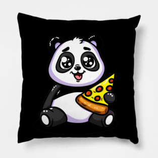 Cute Panda Bear Eating Pizza Pillow