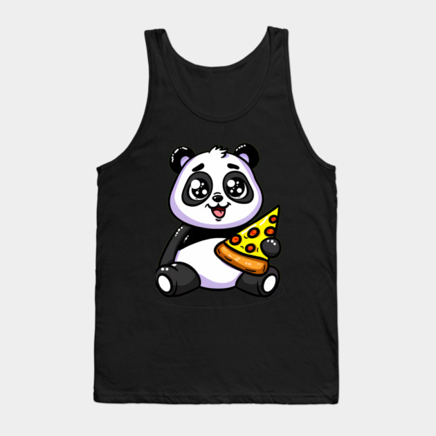 Cute Panda Bear Eating Pizza Tank Top by logiamerch