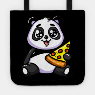 Cute Panda Bear Eating Pizza Tote
