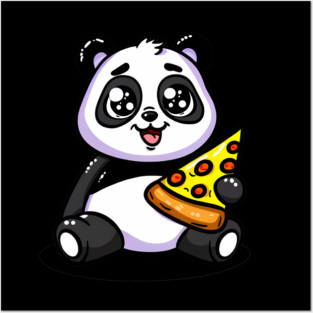 Cute Panda Bear Eating Pizza Posters and Art