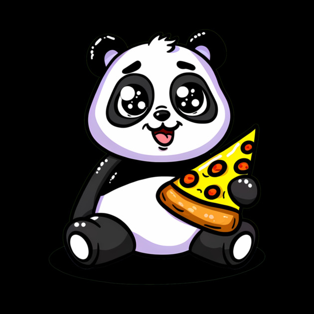 Cute Panda Bear Eating Pizza by logiamerch