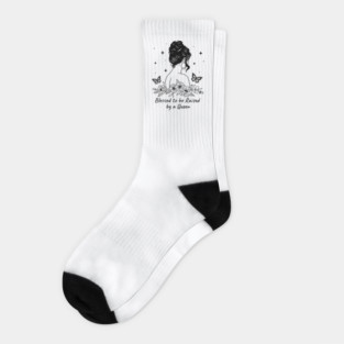 Blessed to be Raised by a Queen Outline Floral Mom Socks