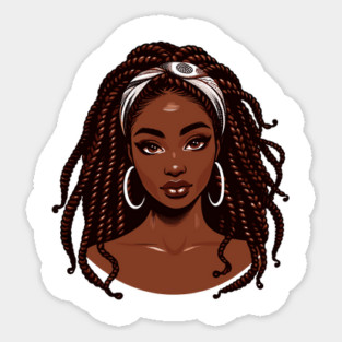 Afrocentric Woman with Braided Hair Sticker