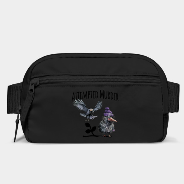 Attempted Murder funny crow visual pun design by Luxinda