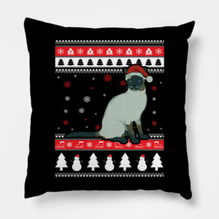 Siamese Cat Ugly Christmas Pillow