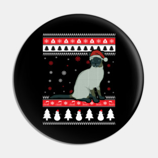 Siamese Cat Ugly Christmas Pin