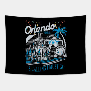 Orlando Florida is calling I must go Theme Park Vintage Retro Design Tapestry