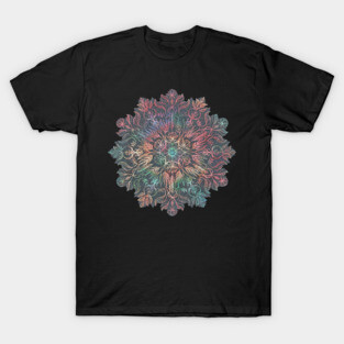 Winter Sunset Mandala in Charcoal, Mint and Melon T-Shirt