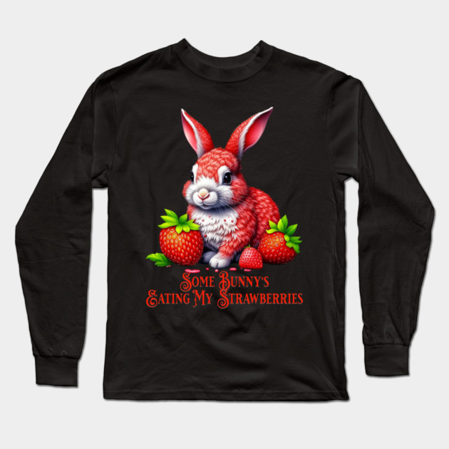 Strawberry Bunny Long Sleeve T-Shirt by HolidayBug