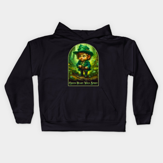 Watercolor Leprechaun Spirit Kids Hoodie by HolidayBug