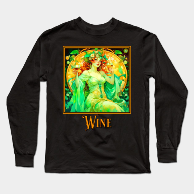 Art Nouveau Wine Long Sleeve T-Shirt by HolidayBug