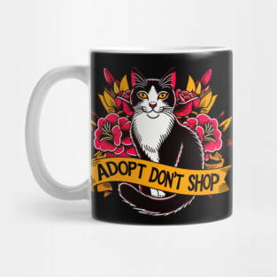 Adopt Don’t Shop Traditional Flash Tattoo Cat Mug