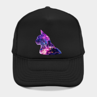 Cat and city double exposure effect Hat
