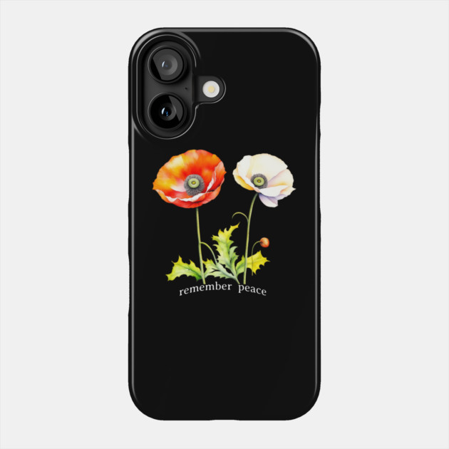 Watercolor Memorial Day Peace Red & White Poppies Phone Case by HolidayBug