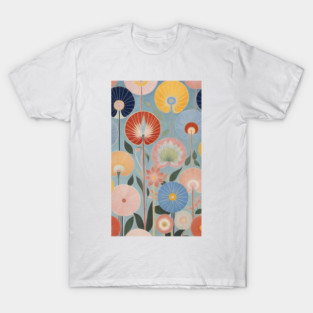 Hilma's Blossom Symphony: Abstract Floral Patterns T-Shirt