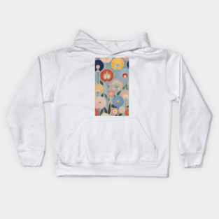 Hilma's Blossom Symphony: Abstract Floral Patterns Kids Hoodie