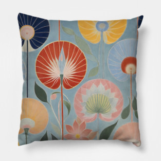 Hilma's Blossom Symphony: Abstract Floral Patterns Pillow