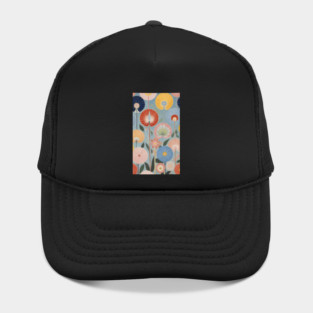 Hilma's Blossom Symphony: Abstract Floral Patterns Hat