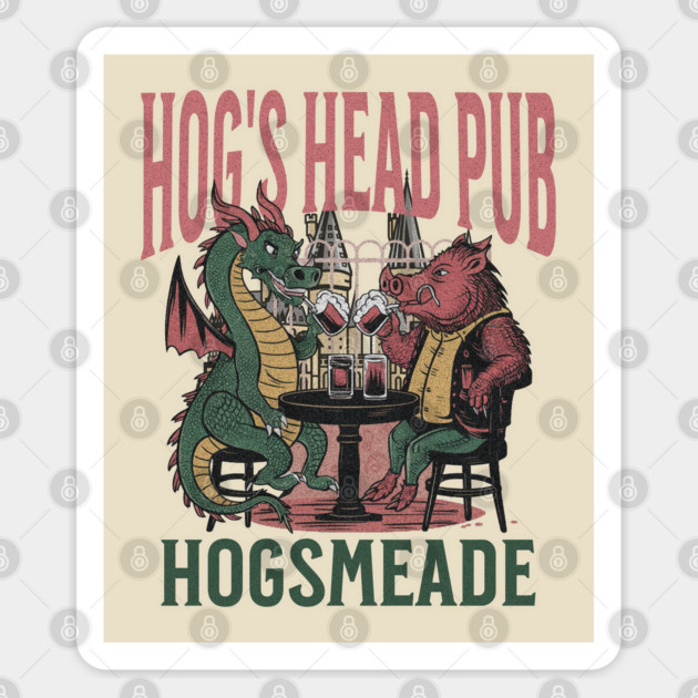 Stop by at Hogsmeade and get a drink dragon and Boar Pub Sticker by Joaddo