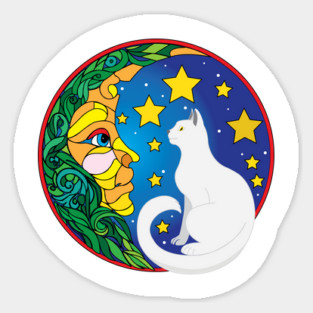 The Moon and The Cat Sticker