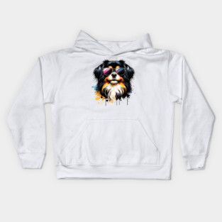 Tibetan Spaniel Wearing Sunglasses Kids Hoodie