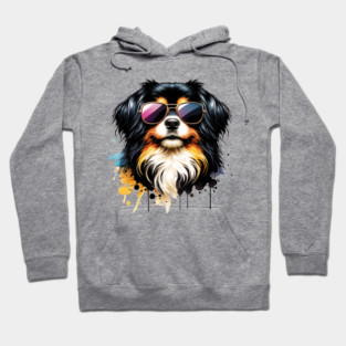 Tibetan Spaniel Wearing Sunglasses Hoodie