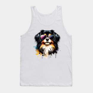 Tibetan Spaniel Wearing Sunglasses Tank Top