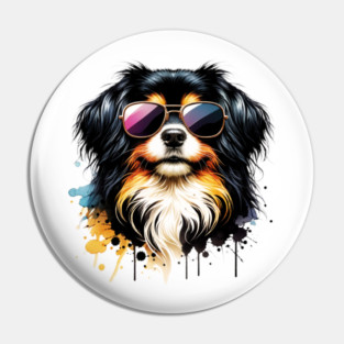 Tibetan Spaniel Wearing Sunglasses Pin