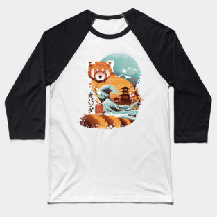 Ukiyo e Red Panda Baseball T-Shirt