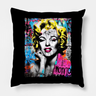 Marilyn Monroe Graffiti Pop Art Tattoo Pillow