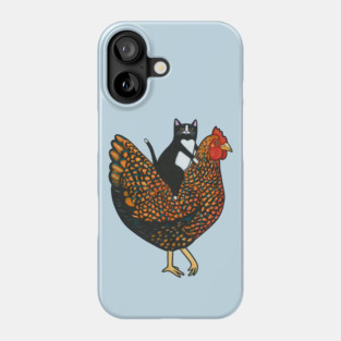 Tuxedo Cat On  A Wyandotte Chicken Phone Case