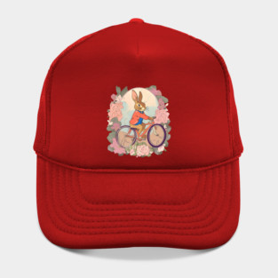 Cycling Enthusiast Cycler of Rabbit in Vintage Flowers Adventure Hat
