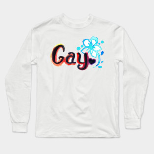 Watercolor Flower Gay Pride Long Sleeve T-Shirt
