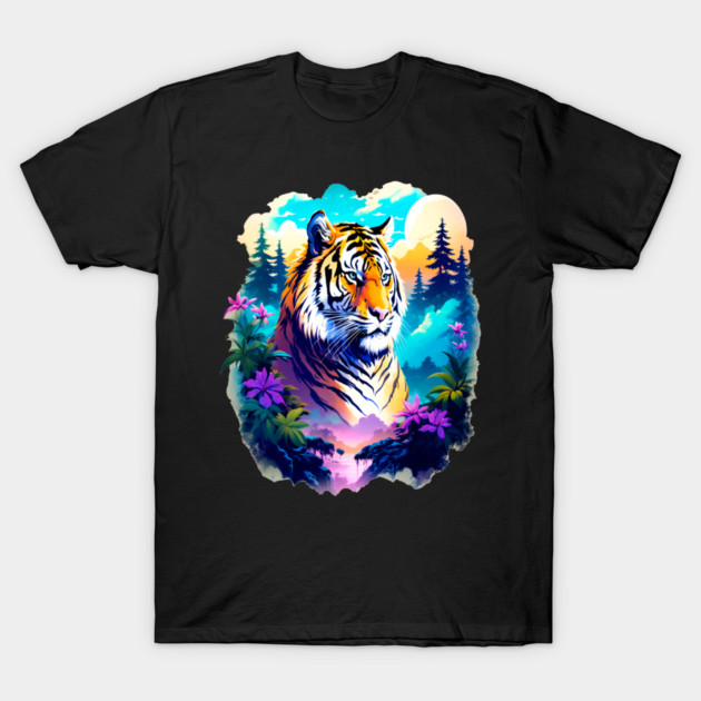 Tiger in the Mountains and Forests T-Shirt by BirdsnStuff