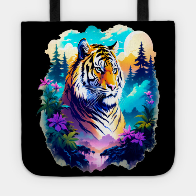 Tiger in the Mountains and Forests Tote by BirdsnStuff