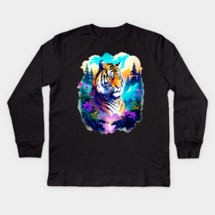 Tiger in the Mountains and Forests Kids Long Sleeve T-Shirt
