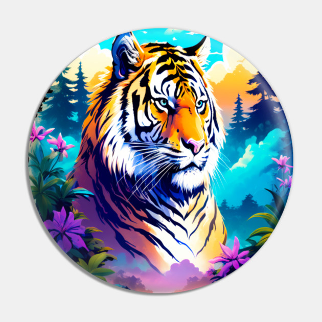 Tiger in the Mountains and Forests Pin by BirdsnStuff