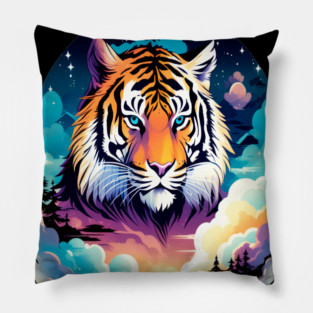 Tiger in the Mountains and Forests Pillow