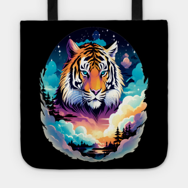 Tiger in the Mountains and Forests Tote by BirdsnStuff