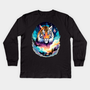 Tiger in the Mountains and Forests Kids Long Sleeve T-Shirt
