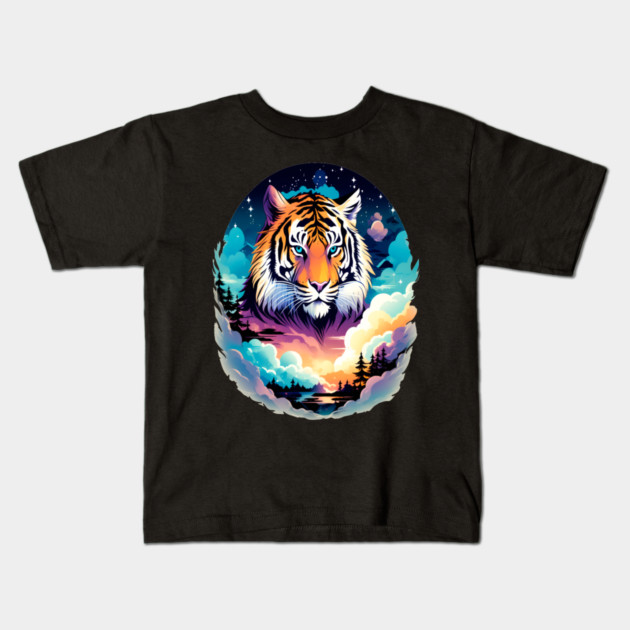 Tiger in the Mountains and Forests Kids T-Shirt by BirdsnStuff