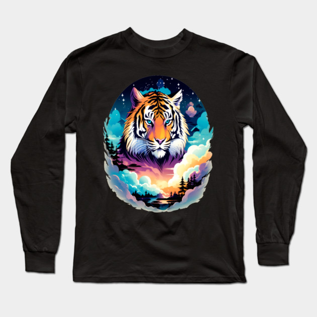 Tiger in the Mountains and Forests Long Sleeve T-Shirt by BirdsnStuff