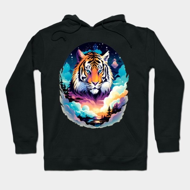 Tiger in the Mountains and Forests Hoodie by BirdsnStuff