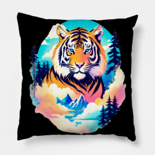 Tiger in the Mountains and Forests Pillow