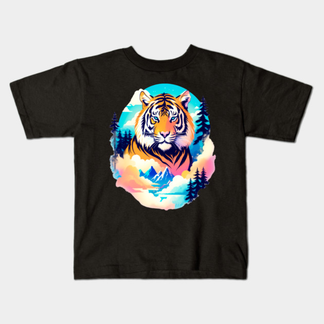 Tiger in the Mountains and Forests Kids T-Shirt by BirdsnStuff